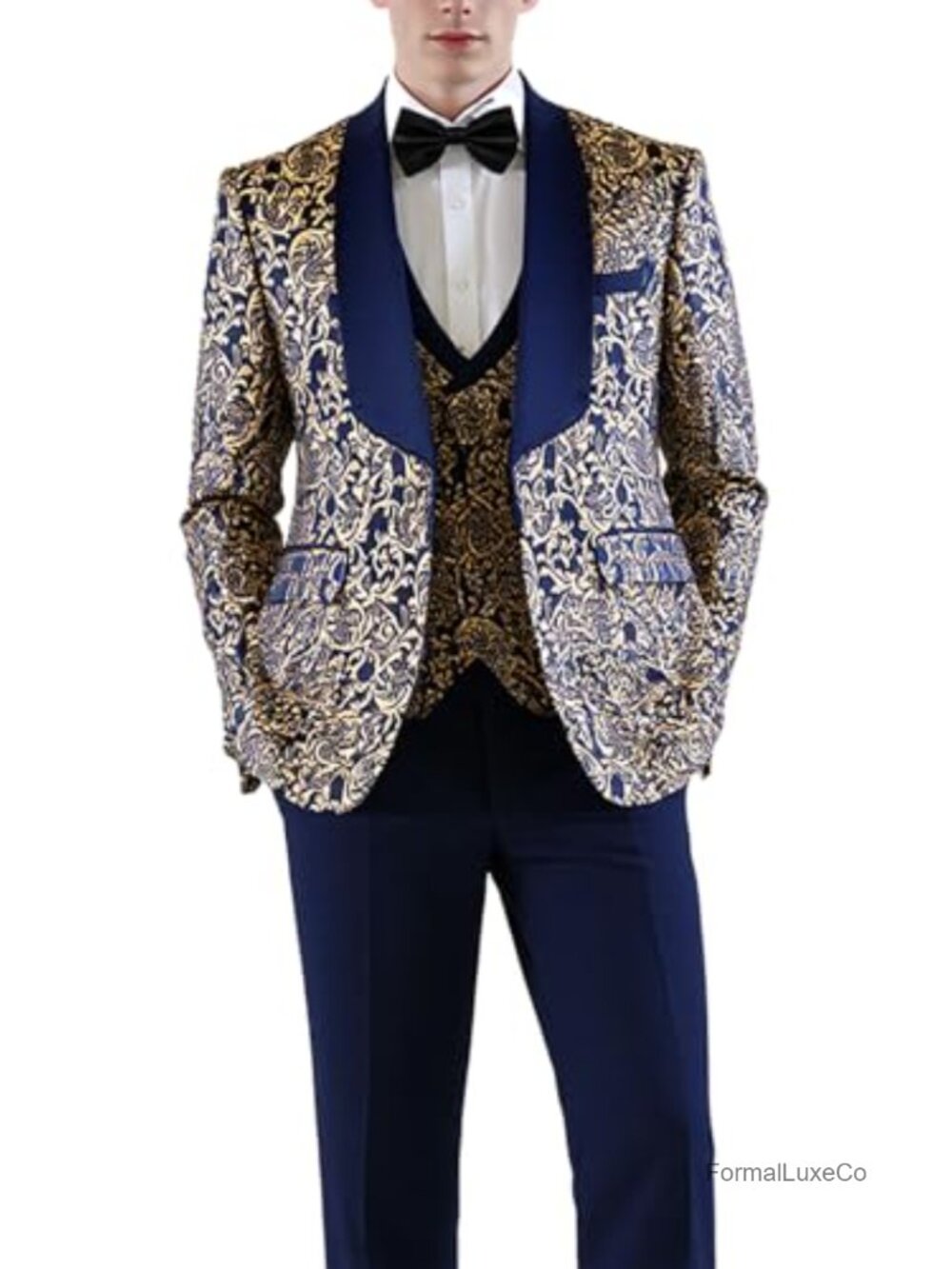 Men's 3 Piece Slim Fit Floral Suit Tuxedo Set Wedding Dress